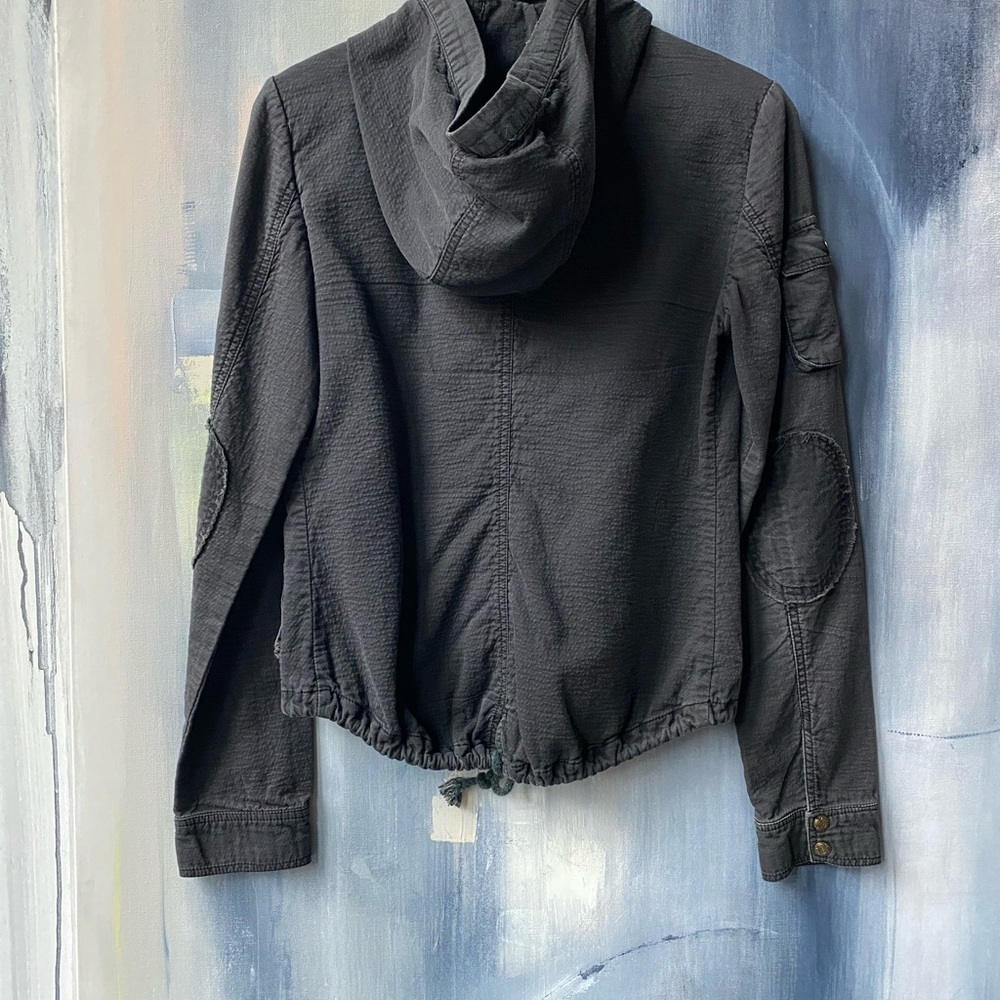 🚫SOLD OUT🚫 MÜR MÜR Charcoal Hooded Utility Jacket Military Style Casual Crop S - Picture 8 of 11